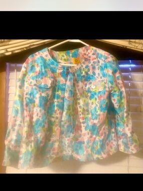 Multicolor Watercolor Print Jacket - Lightweight Jacket, Size 12P